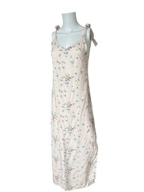 Billabong x the Salty Blonde Pink Floral Maxi Dress Tie Sleeve Womens Size Small